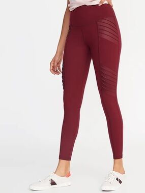 Old Navy Active High Waisted Moto Street Leggings Pants S Cranberry Go Dry